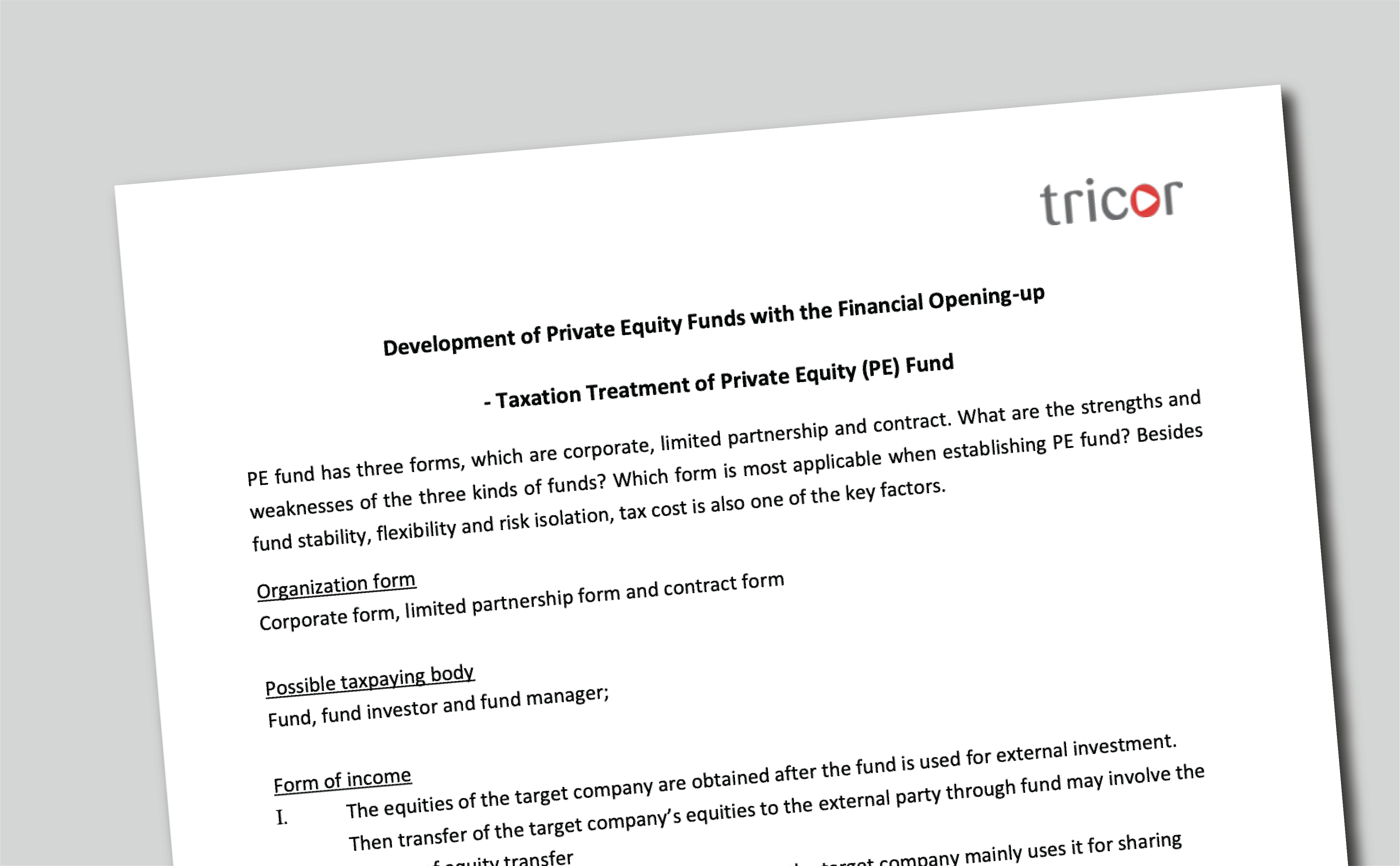 Development of Private Equity Funds with the Financial Opening-up  - Taxation Treatment of Private Equity (PE) Fund [EN]